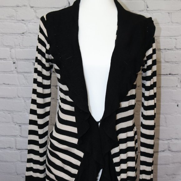 Striped Black and Tan Cardigan - Picture 1 of 8